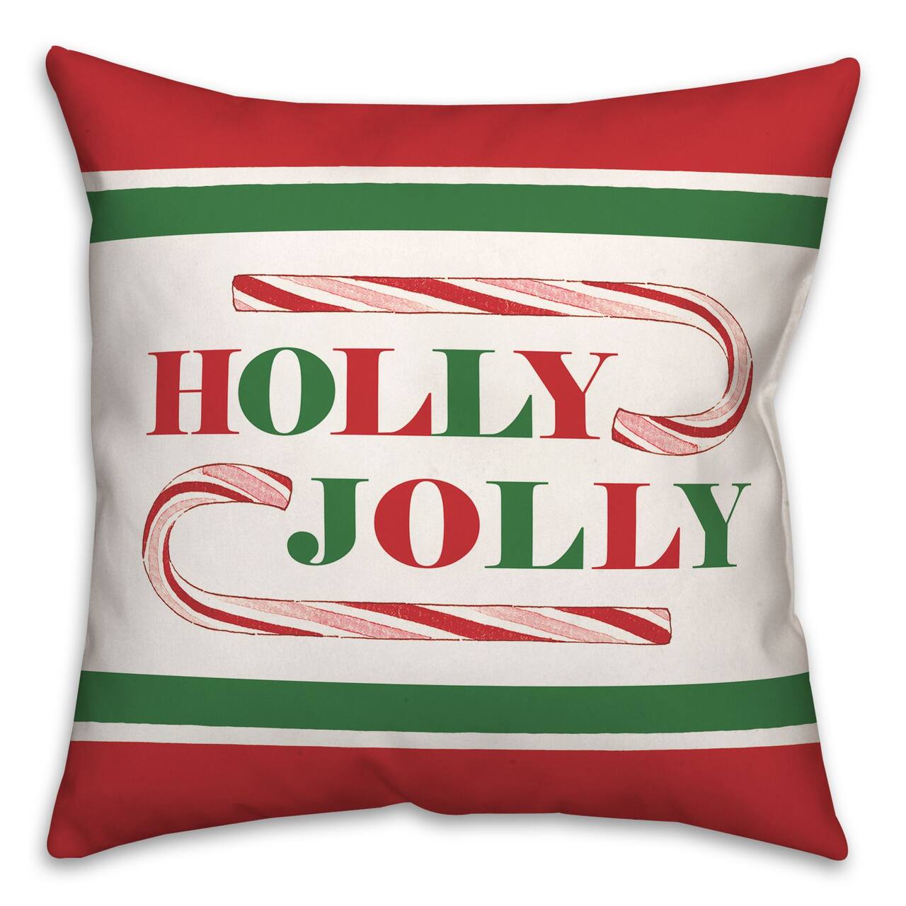 Holly Jolly Candy Cane 18x18 Throw Pillow